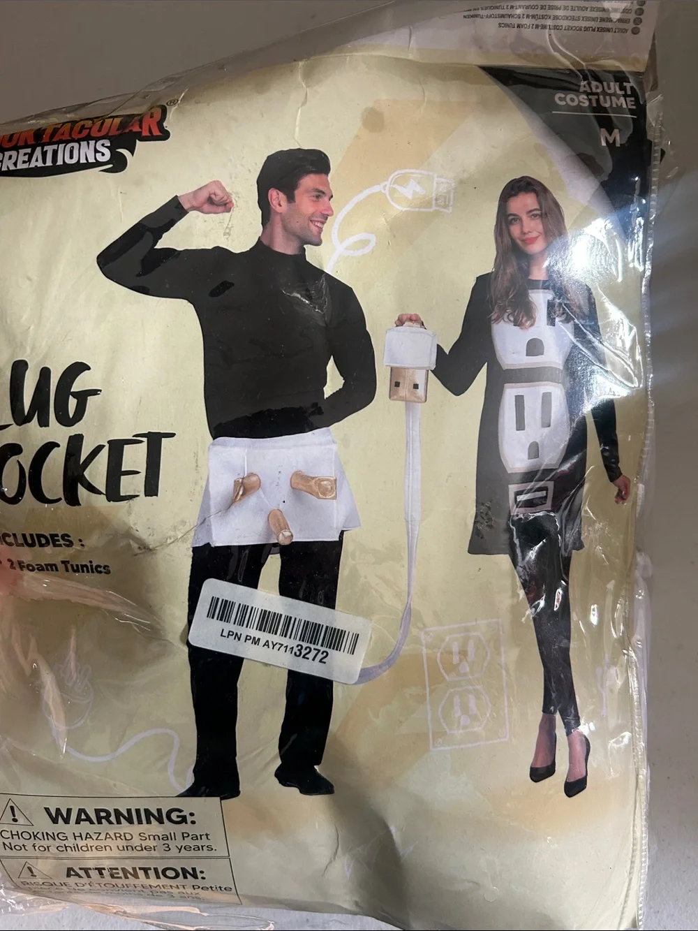 Couples Plug Socket Halloween Costume - Black 2 foam tunics